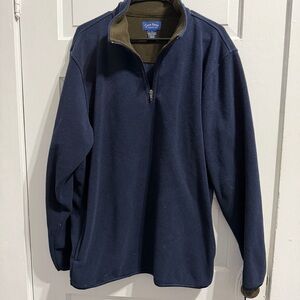 Club Room by Charter Club Navy Fleece Quarter-Zip with Olive Trim size L